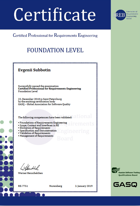 IREB Certified Professional Requirements Engineer