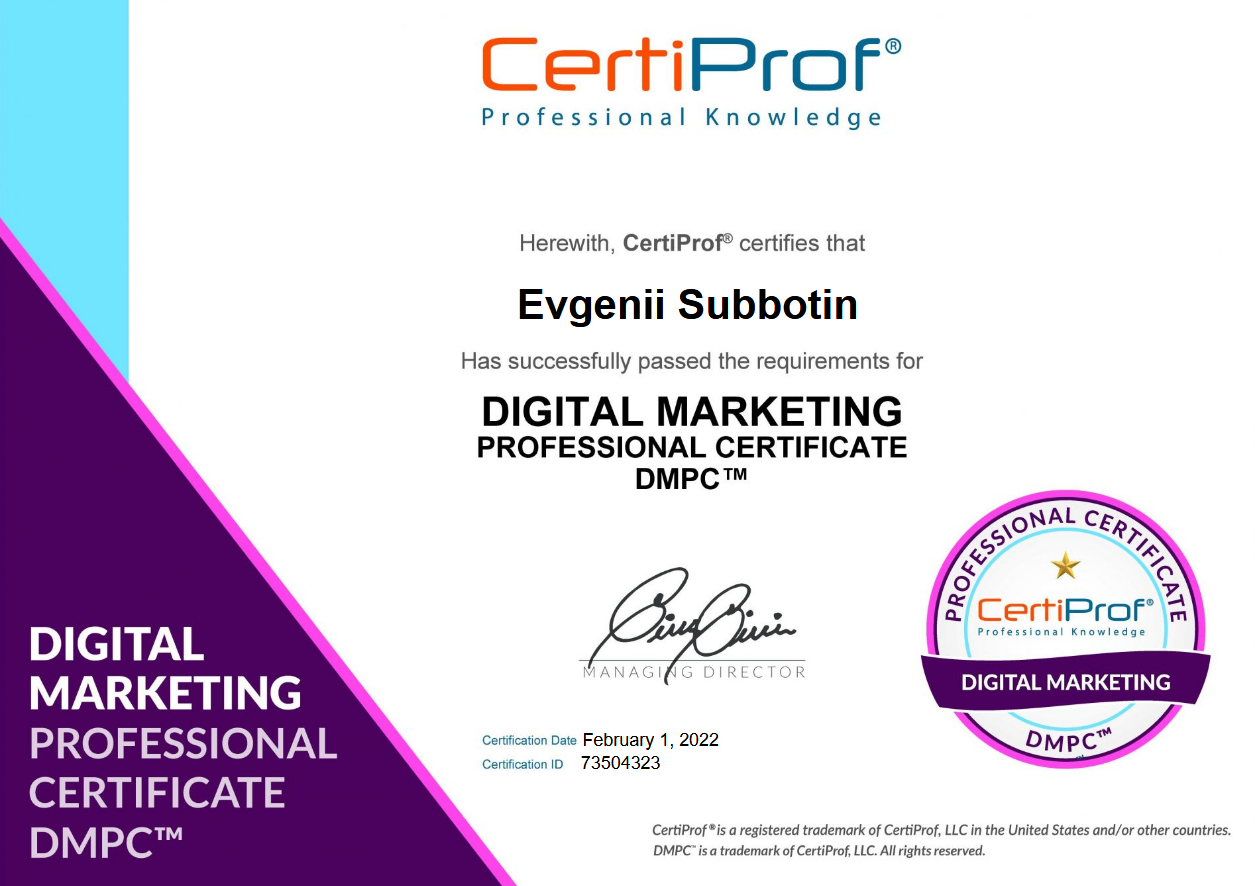 Digital Marketing Professional Certificate