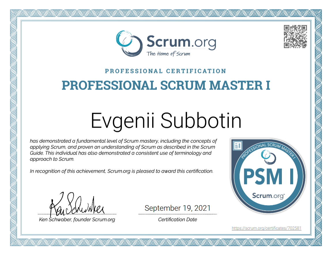 Professional Scrum Master I